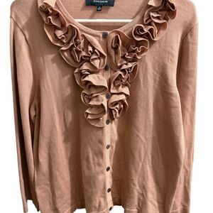Women’s Jones Wear Size XL raised floral mauve cardigan! EUC! Button down! Cute!